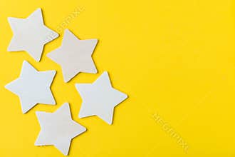 Customer reviews or CX, Custome Experience concept, 5 wooden sta
