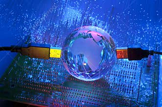 Technology USB with earth globe