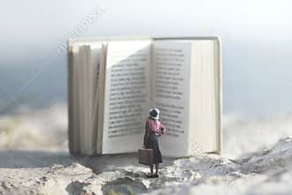 Surreal journey of a woman inside the story of an adventurous book