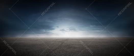 Dark Concrete Street Asphalt Floor Sunset Horizon