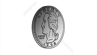 Quarter Dollar Coin Spinning 2D Animation