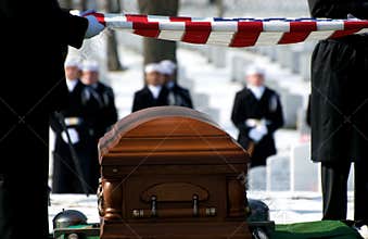 Arlington National Cemetery flag over casket