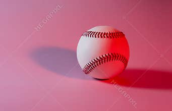 Baseball on a Pink color background and red stitching baseball.