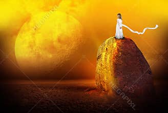 Surreal Alien Planet, Girl, Imagination, Science Fiction