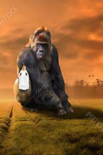 Surreal Gorilla, Girl, Imagination, Nature, Wildlife