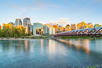 Calgary, Alberta City Skyline and Peace Bridge
