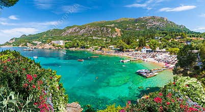Panoramic view, Paleokastritsa bay, Corfu island, Greece