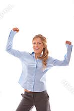 Business woman celebrating success