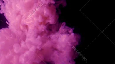Pink glitter ink in water creating abstract cloud