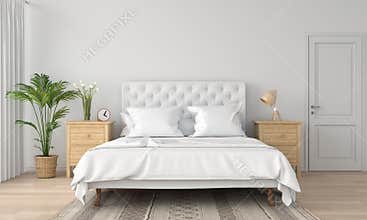 Bedroom interior for mockup, 3D rendering