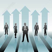 Business People Team on Move Up Arrows
