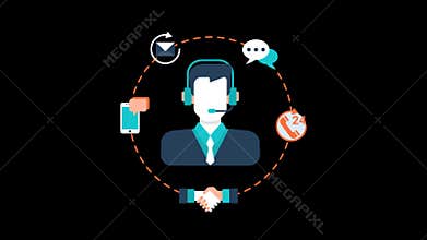 Call Center Telephone Support Animation Transparent Vector Motion Graphics Loop