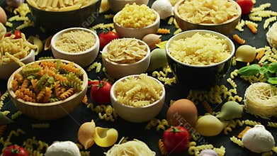 Bowls with variety of macaroni