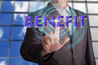 Benefit text with businessman