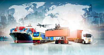 Global business logistics import export background
