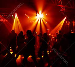 Silhouettes of a dancing teenagers