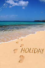 Word holiday on the beach