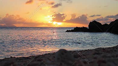 Amazing view of sunset at Shell Beach in Gustavia,