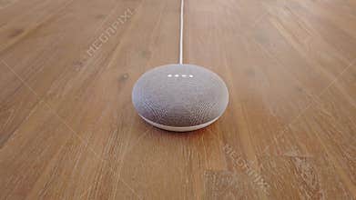 Google Home Mini Smart Home Voice Assistant Controlled Gadget Responding To Command