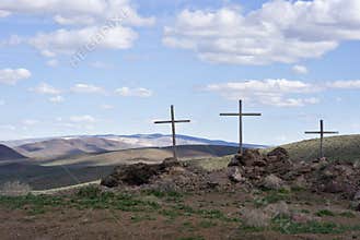 Three crosses in the desert