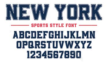 Classic college font. Vintage sport serif font in american style for football, soccer, baseball