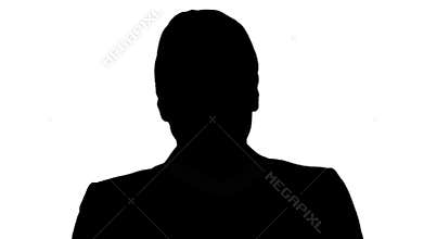 Silhouette Young anchorwoman making announcements.