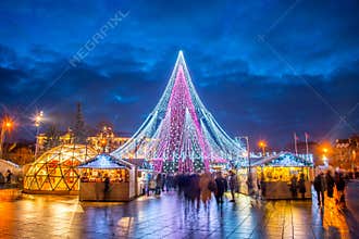 Vilnius Christmas tree. Europe, light