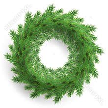 Christmas wreath made of realistic looking pine branches. EPS 10