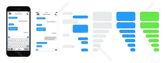 SmartPhone chatting sms template bubbles. SMS chat composer. Place your own text to the message. Phone chatting sms