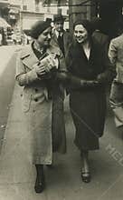Original 1945 antique photo - girls walking in the city