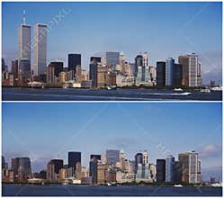 New York Manhattan skyline - Before and after 9/11