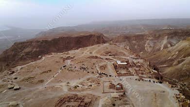 Flying over Masada fortress area Southern District of Israel Dead Sea area Southern District of Israel. Ancient Jewish