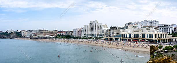 Big beach of Biarritz in France