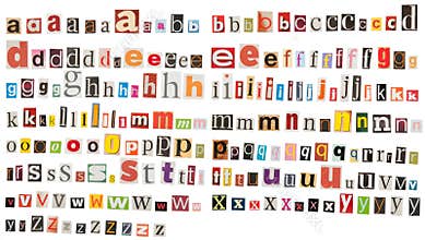 Newspaper alphabet - Lower Case