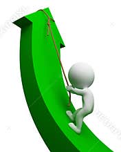 3d small people - arrow upwards