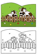 Coloring page book for kids - cow