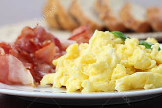 Scrambled eggs and bacon
