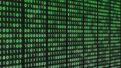Green binary code animation background