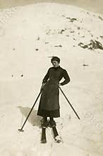 Original 1900 antique photo - skier