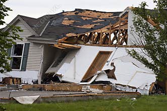 Tornado Storm Damage House Home Destroyed by Wind