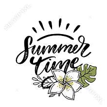 Vector word sale .Letters made of flowers and leaves Summer Time Holiday Flyer Banner Poster Summer sales