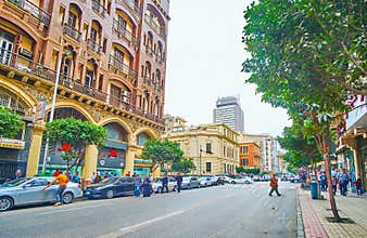 Walk Mohamed Farid street of Cairo, Egypt