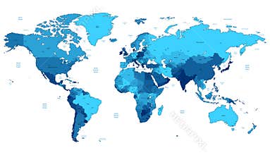 Blue detailed World map