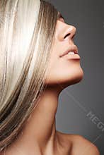 Luxury woman with long blond hair