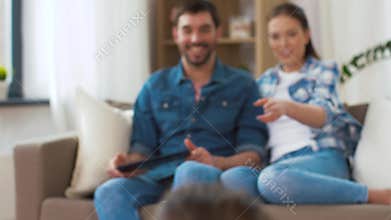 Happy family spending free time at home