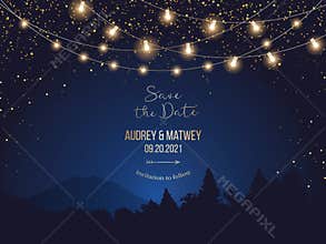 Magic night wedding lights vector design invitation