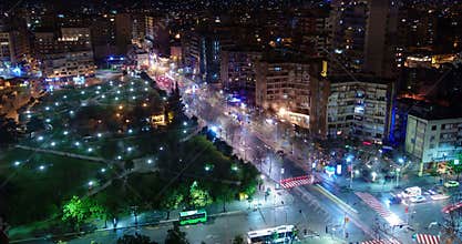Rush hour night time lapse in city, Tirana, Albania