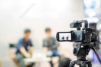 camera show viewfinder image catch motion in interview or broadcast wedding ceremony, catch feeling