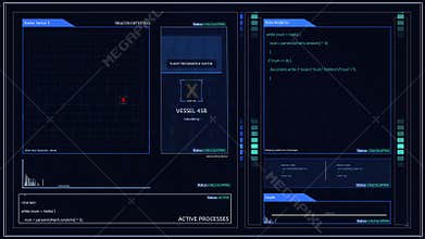 Futuristic Digital Flight Recorder Black Box computer screen or interface for Corner Pin Compositing