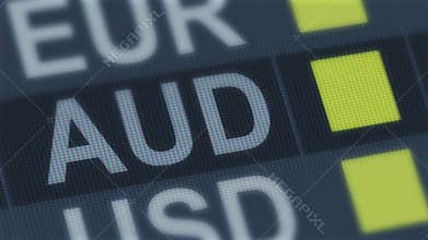 Australian dollar rise, fall. World exchange market. Currency rate fluctuating